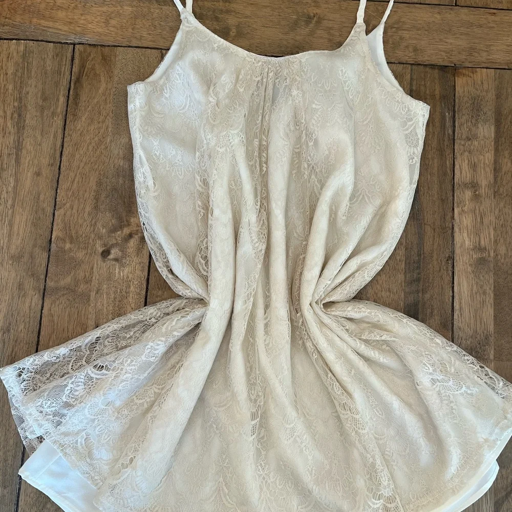Boho Ivory Lace Mini Dress size Medium - Picture 8 of 12